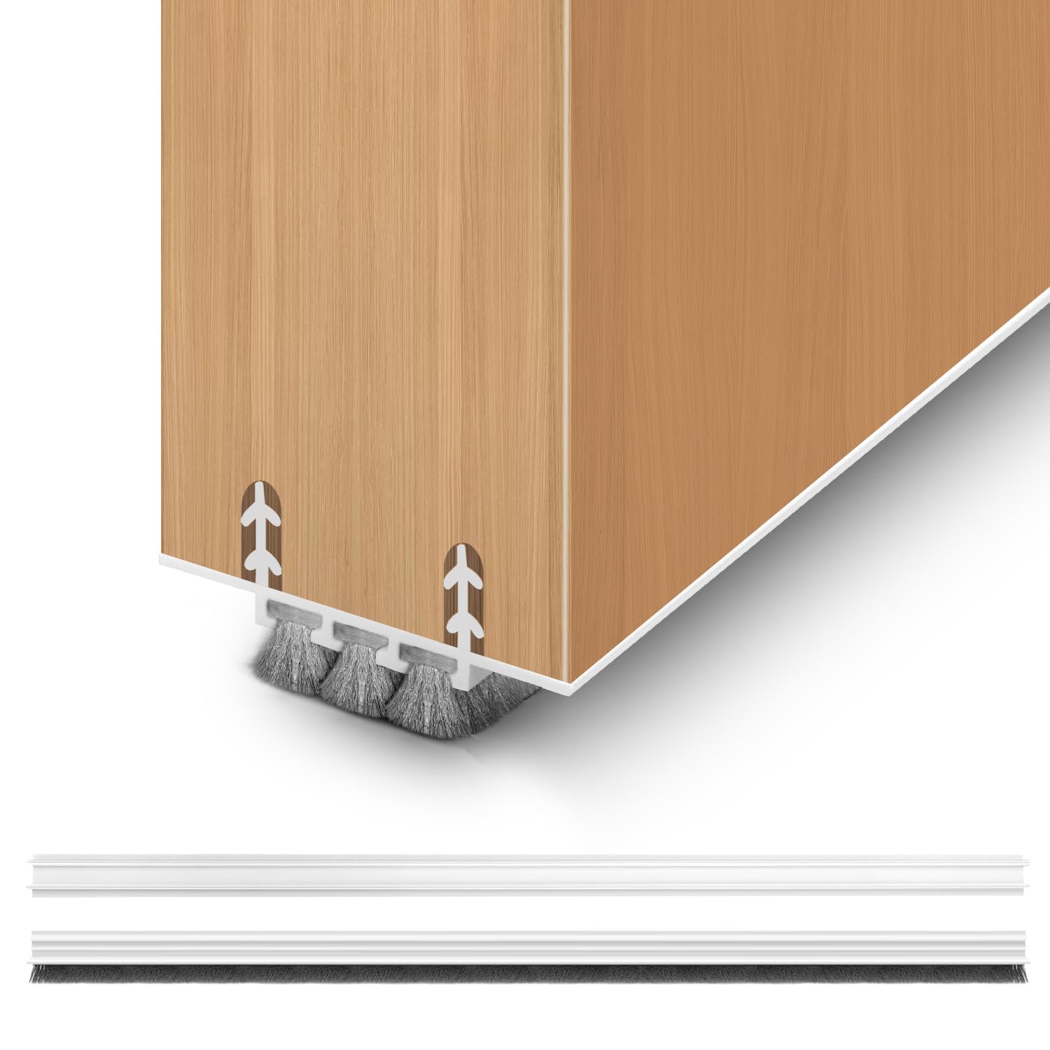 Photo 1 of 2 Pack Door Draft Stopper, Cuttable Concealed Kerf/Channel Fit Under Door Sweep, Draft Stopper Threshold Seal Bottom of Door Weatherstrip Kerf Weather Stripping Doors (White, 39 inch)