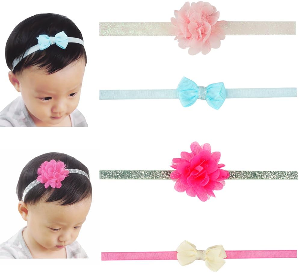 Qino Baby Girl Headbands Multi-Styles Flower and Bow HairBands,Newborn Infant Hair Accessories