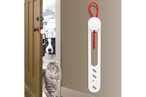 DUPULEE Cat Door Holder Latch -1 Pcs Cat Door Alternative to Keep Dogs Out of Cat Litter Boxes and Food,Flex Latch Strap Let's Cats in with 2 Adjustable Model & 4 Adjustable Size Strap,Easy to Install