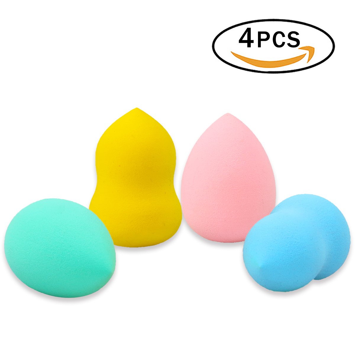 JER 4Pcs Beauty Sponge Women Makeup Blender Sponges Waterdrop Gourd Shape Face Foundation Puff for Concealer, Powder, Cream - Latex-Free & Allergy-Free