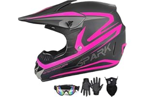 SANQING Youth Adult Dirt Bike ATV Helmet Motocross Anti-Collision Full Face Motorcycle DOT Approved BMX Downhill Off-Road Mountain Bike Helmet with SUV Goggles Gloves Face Shield