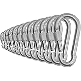 Branded Boards Black & Silver Heavy Duty Bushcraft Locking Thumb Screw Closure Zinc-Galvanized Steel Carabiner Spring Snap Clip Link Hooks 200-400lb Load. 6 & 12 Packs