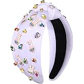 YAHPERN Easter Headband for Women Happy Knotted Embellished Rhinestone Crystal Wide Top Knot Headband Spring Holiday Accessories Easter Holiday Party Jewelry Gifts (Bunny 1)