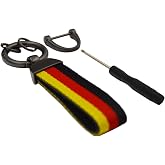 Zorratin 2-Layers German Flag Stripes Car Keychain with Blackout Metal Ring for Porsche Mercedes Audi BMW VW Golf Opel Deutsch-ness