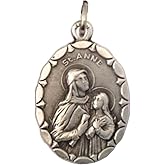SAINT ANNE (MOTHER OF THE MOST HOLY VIRGIN MARY) OVAL SHAPE MEDAL - 100% MADE IN ITALY