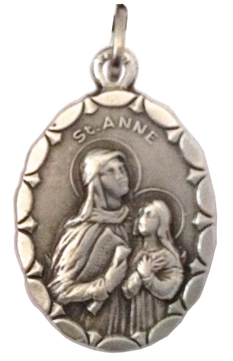 I G J SAINT ANNE (MOTHER OF THE MOST HOLY VIRGIN MARY) OVAL SHAPE MEDAL - 100% MADE IN ITALY