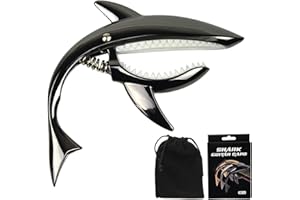 UPELLA Shark Guitar Capo With Velvet Bag, Premium Zinc Alloy Tone Clip Guitar Shark Capo for Acoustic Electric Folk Guitar, M