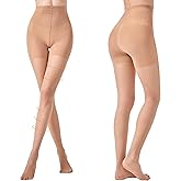 Aaronano 2 Pairs Compression Pantyhose for Women, 10-15mmHg High Waist Compression Stockings, 30D Shaping Tights For women