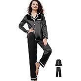 WJing Yi Jia 3Pcs Satin Pajama Sets For Women XS-3XL Womens Silk Pajamas Set Silky Sleepwear Nigtwear Loungewear Long Pj Set