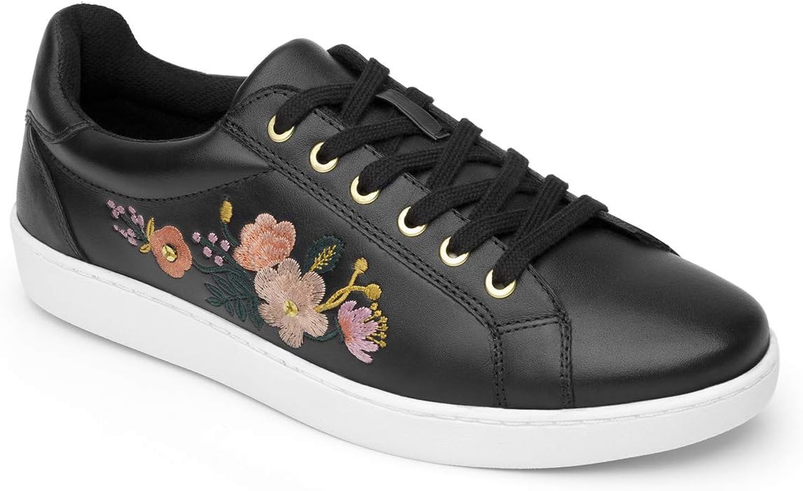 KINOA Women’s Floral Sneaker Genuine Leather Casual Lace Up Shoe | 33513