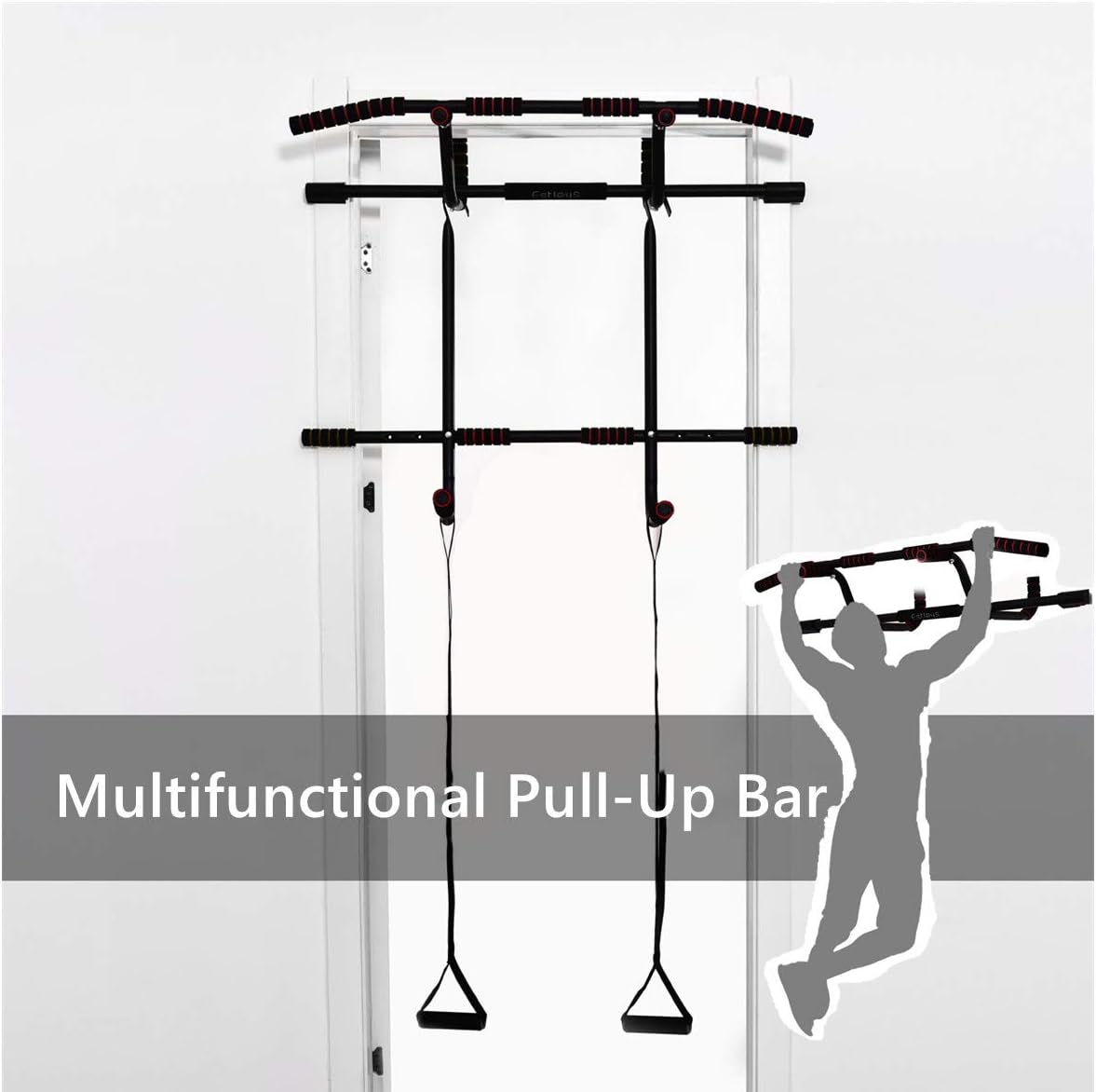 NBJStar Ultimate Pull Up Bar - Home Gym Exercise Equipment, Doorway Trainer with Dips Bar and Suspension Straps