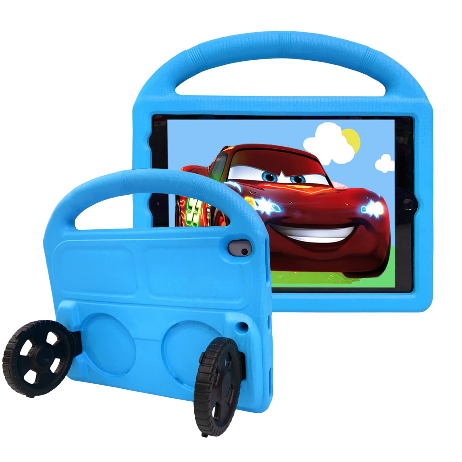 Tading iPad 9th 8th 7th Generation Case Kids Boys, iPad 10.2 Case, Shockproof Kid Proof EVA Foam Super Protection Stand Cover for Apple iPad 10.2" 2021 2020 2019 - Blue