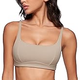 INGIA Women's Square Scoop Neck Sports Bra Thin Strap Padded Low Impact Yoga Bra Wireless Workout Crop Top