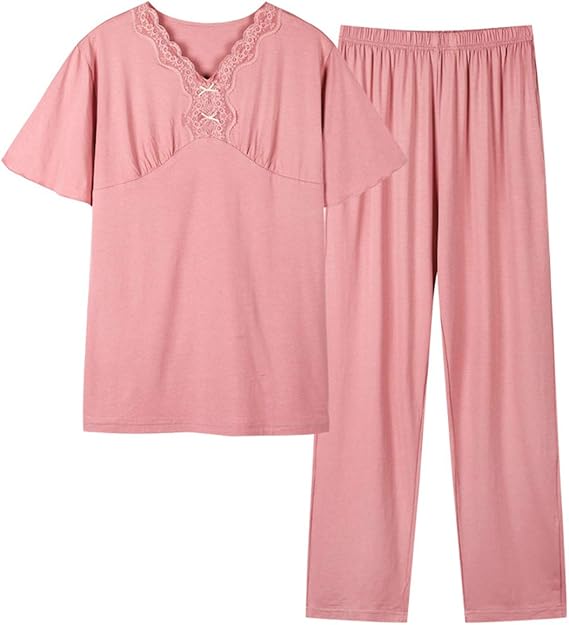 Amazon 三好優品 パジャマ レディース 夏 レース 半袖 モダール 婦人 30代 40代 50代 優しい肌触り 通気 ルームウェア 部屋着 大きいサイズ パジャマ ルームウェアセット 通販