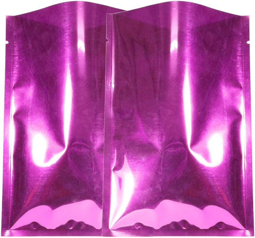 Gloss Rose Pink w/Silver Inside Open Top Mylar Type Heat Sealant Bags Flat Pouch for Dry Food Packaging 3 Side Seal(10x15CM (3.93'' x 5.90''),100)