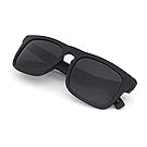 J+S Raglan Surfer’s Choice Flash Mirror Lens Wayfarer Standard Fit Square Matte Finish Polarized 400UV Sunglasses for Men (Black Frame Black Lens)