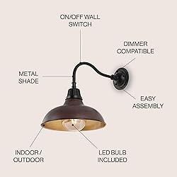 JONATHAN Y JYL7613G Aurora 12.25" 1-Light Farmhouse