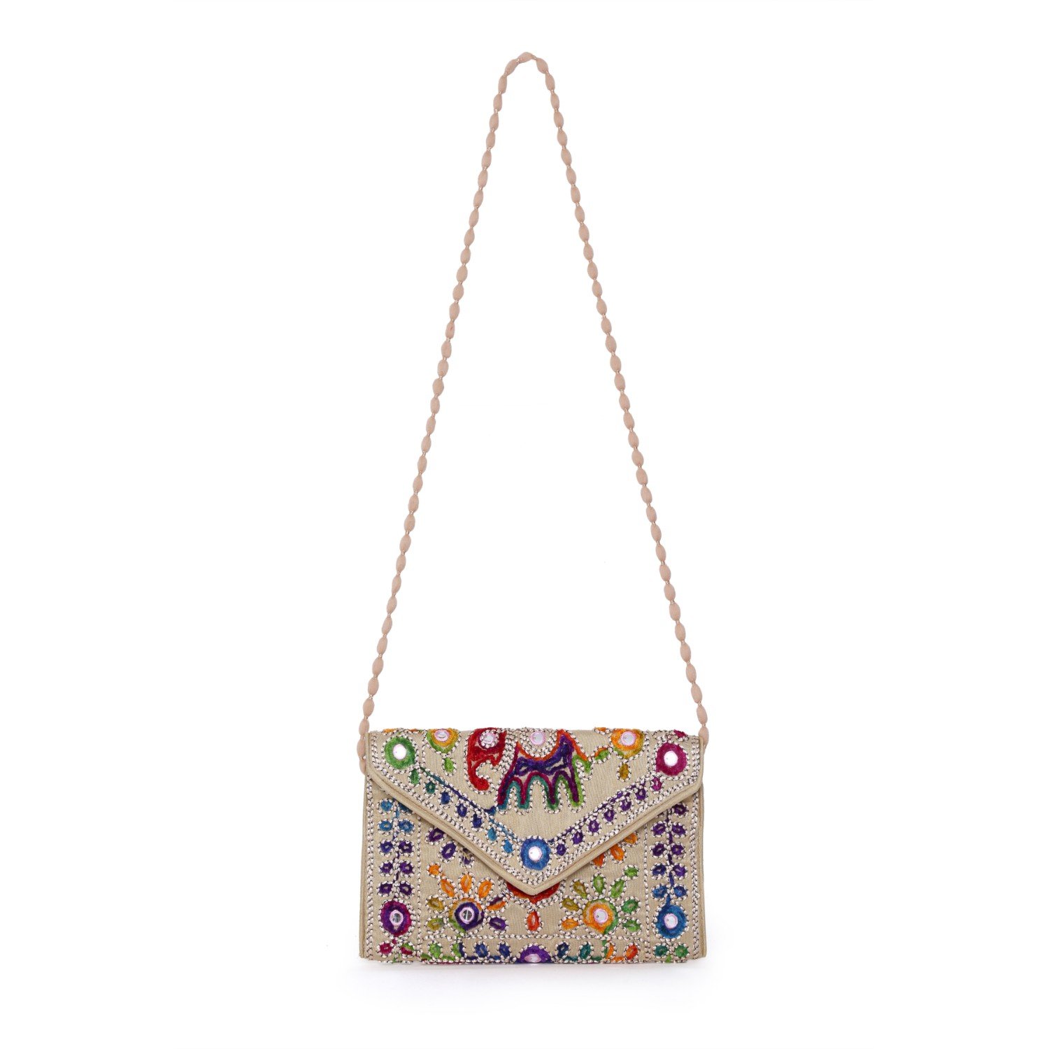 rajasthani jaipuri bohemian art sling bag foldover clutch purse