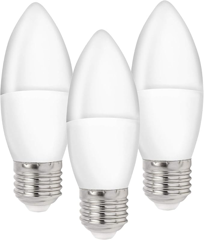 LED Candle Light Bulbs Large Screw, 3 Pack, E27 Lamp 4w (30w equivalent