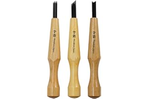 Wazakura 3PCS Bonsai Chisel Kit with Round Gouge, Single Bevel Skewed and V-Parting Tool, Hand Carving Tool Set for Jin Shari