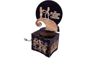 Christmas Music Box Hand Crank Rotating Style Musical Box Carved Wood Musical Gifts for Christmas,Birthday,Valentine's Day,Mo