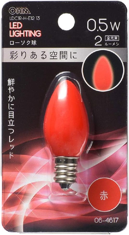 Amazon オーム電機 Ledローソク球 装飾用 0 5w 2lm 赤色 C7 E12 レッド Ldc1r H E12 13 オーエイチエム Ohm Led電球