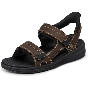 Orthofeet Men's Orthopedic Mercury Hands-Free Adjustable Leather Sandal