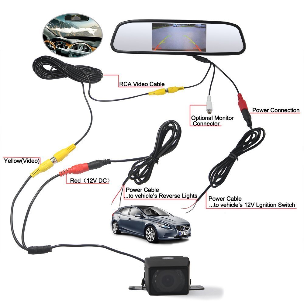 ROGUCI Cámara de visión trasera de  pulgadas de color Cámara de