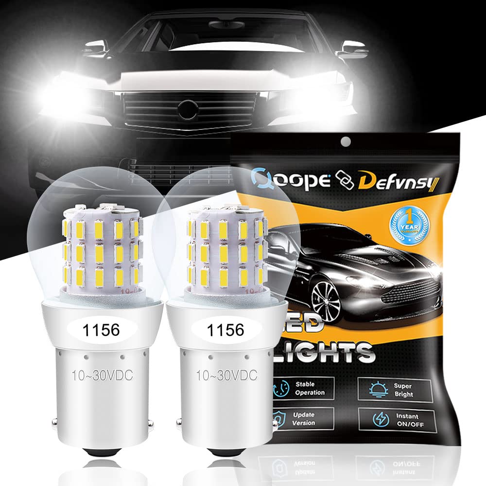 Defvnsy - Pack of 2 - White P21W 1156 BA15S 1141 1003 7506 1073 Extremely Bright LED Light 3014 39 SMD Replacement Bulbs For Tail Back Up Reverse Bulbs Day Running Light - 10-30V DC