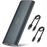 SSK Aluminum M.2 NVME SATA SSD Enclosure Adapter, Tool-Free External SSD Reader USB C 3.1/3.2 Gen 2 10Gbps PCIe, 6Gbps SATA M