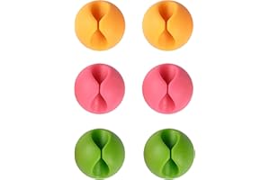 Shintop Cable Clips, Desk Cable Drop, Desk Wire Clips for All Your Computer, Electrical, Charging or Mouse Cord (Colorful,6pcs)