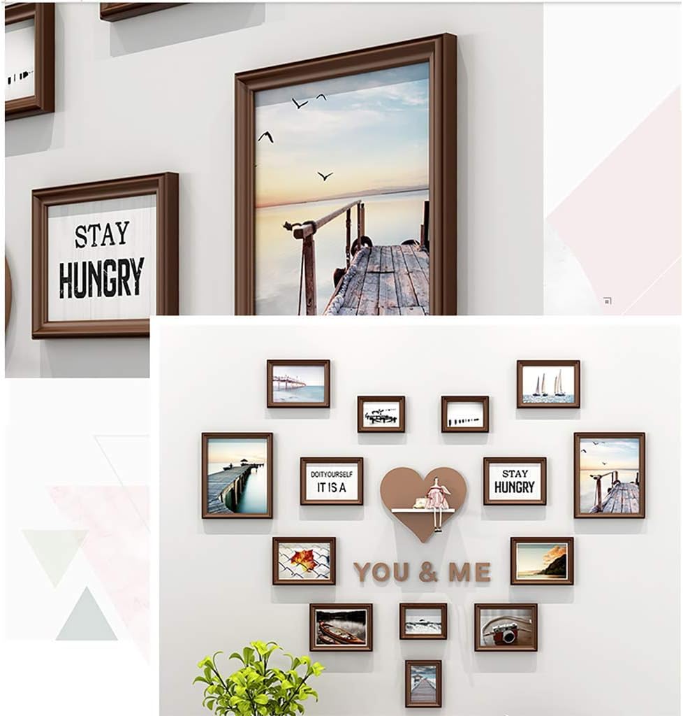 Amazon の壁掛け写真コラージュ額縁 ハート形フォトフレームの組み合わせ バレンタインの壁飾り組み合わせフォトフレームのコラージュ 色 風景 フォトフレーム 通販