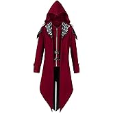 gishkeyay Men's Steampunk Jacket Gothic Costume Tailcoat Jacket Victorian Pirate Vintage Halloween Vampire Cosplay Costumes