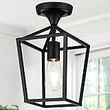 【Upgraded】Semi Flush Mount Ceiling Light, Black