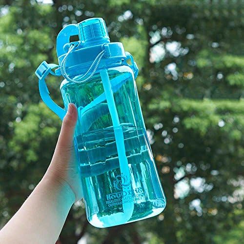 2L Large Capacity Space Cup Portable Wide Mouth Plastic Water Bottle with Handle for Outdoor Sports Camping Hiking Cycling