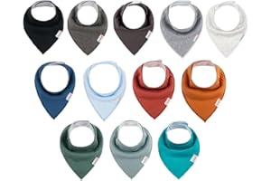 ALVABABY Baby Drool Bandana Bibs For Drooling Teething Feeding Reusable Adjustable Snap Super Absorbent 100% Cotton Unisex Bo