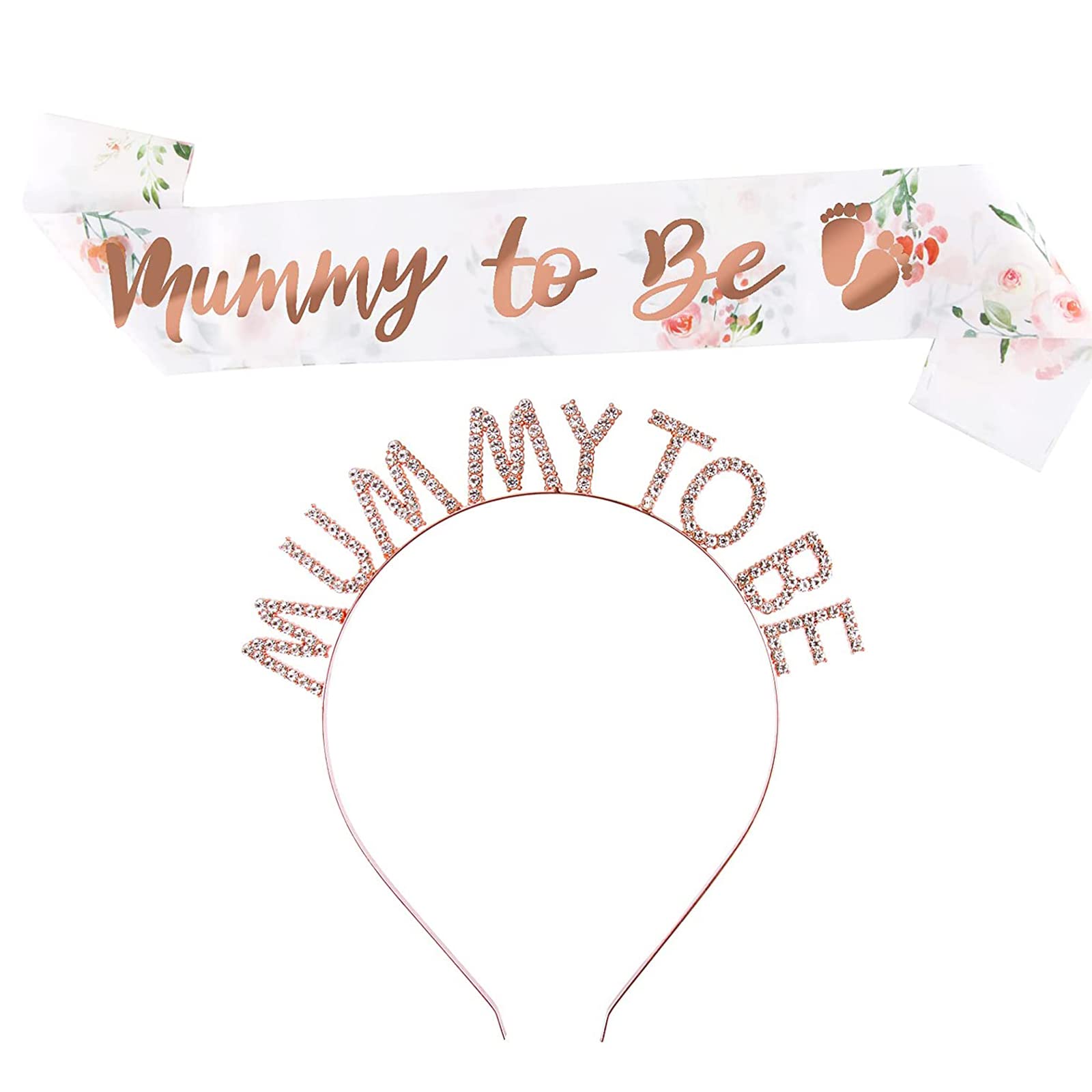 Mummy to Be Sash Set,Rhinestone Tiara Crown Headband,Mummy Sash,Mummy to Be Gifts Baby Shower Sash Party Decoration for Gifts to Mum Accessories Decor Favour Party Supplies.