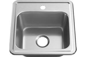 PROFLO PFSR151561A Bealeton 15" Rectangular Stainless Steel Drop In Bar Sink with Single Hole Faucet at 0" Centers - Stainless Steel
