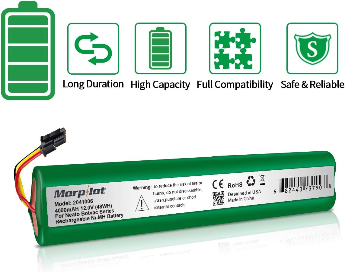 Morpilot 12V 4000mAh NiMh Battery for Neato Botvac Series 70e, 75, 80, 85 Robotic Vacuum 945-0129 945-0174 (Not compatible with Neato D3 D5 D7): Home & Kitchen