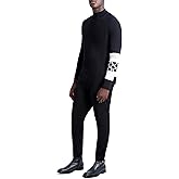 KARL LAGERFELD mens Contrast Stripe and Logo on Sleeve Turtleneck Sweater