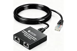 eSynic Professional Ethernet Cable Splitter 1 to 2 Portable 1000Mbps High Speed 2 Way Network Splitter Metal Case Gigabit RJ4