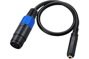 MTUERANC Speakon to 1/4 Mono Speaker Cable, 6.35mm (1/4") TS Plug to Speakon Female Speaker Audio Adapter for DJ/PA Speaker Cord with Twist Lock -50cm/0.5FT (Speakon Female to 1/4 Female)