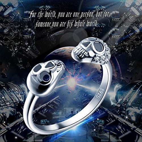 Unendlich-U-Modisch-Totenkopf-925-Sterling-Silber-Zirkonia-Offener-Ring-Damen-Mdchen-Ring-Verstellbar-Gre-51-bis-57-Silber