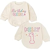 HAITRUNG89 Personalized Cute First Birthday Outfit Girl, Custom 1st Birthday Baby Girl Sweater Romper, 1 Year