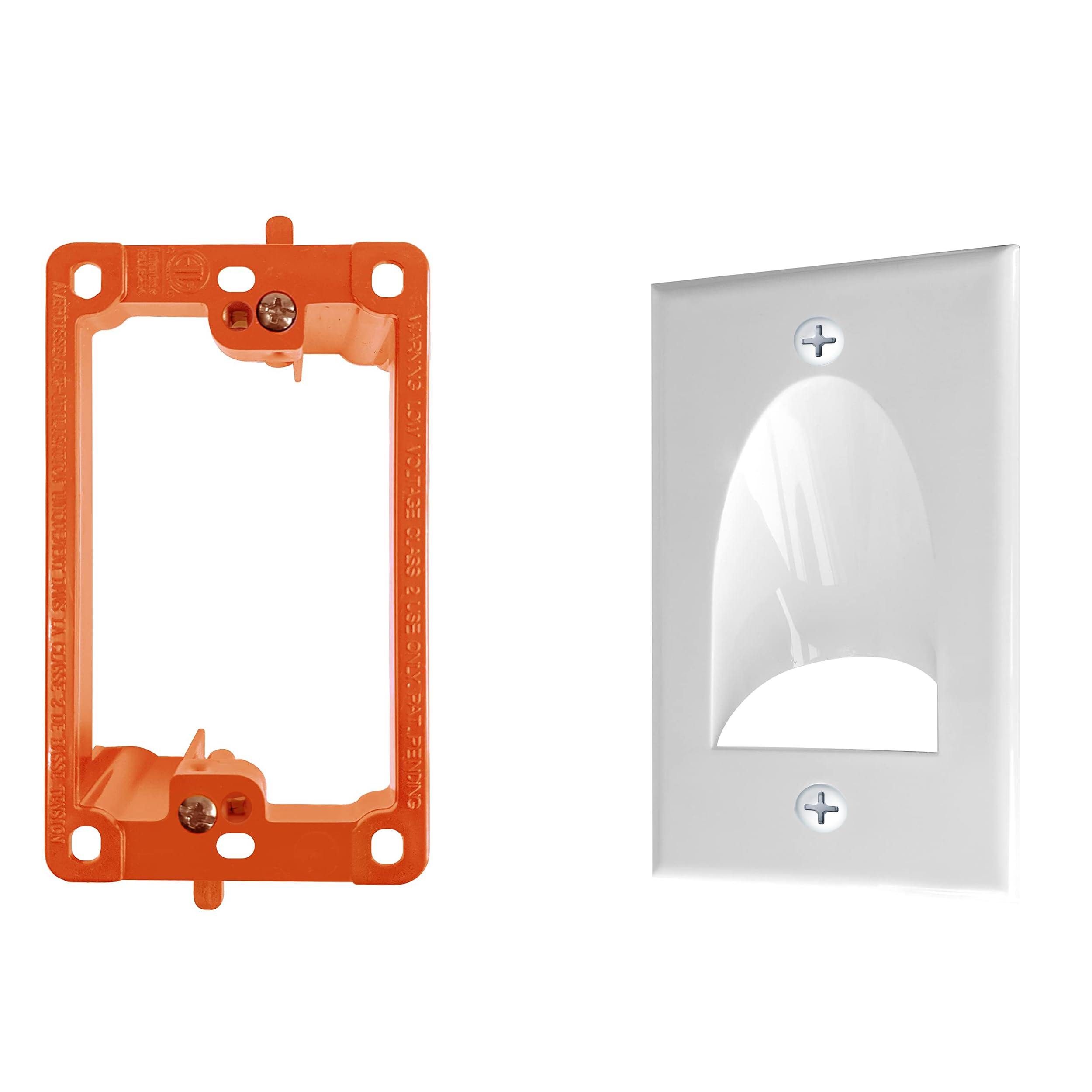 Photo 1 of 1 Pack Wall Plate Cable Pass Through with Bracket - In Wall Cable Management Kit - Recessed Cable Wall Plate Pair with Single Gang Low Voltage Mounting Bracket - Decorator Cover for Low Voltage Cables