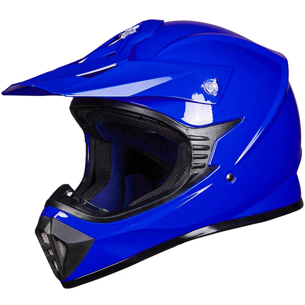 ILM Youth Kids ATV Motocross Dirt Bike Motorcycle BMX MX Downhill Off-Road MTB Mountain Bike Helmet DOT Approved(Blue, Youth-XLarge)