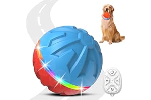 BOLPETIZO Interactive Dog Toys Ball, Active Rolling Ball with Remote Control LED Lights, Peppy Pet Ball for Medium Large Dogs Boredom, Activated Automatic Moving Dog Ball Toys, USB Rechargeable (Blue)