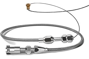 Hadwoer 24" Universal Throttle Cable Stainless Steel Braided Covering Locking Throttle Cable Kit, 24inch Adjustable Throttle Cable Automotive Replacement Accelerator Cables Repair Kit