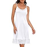 DYLH Full Slip for Women Adjustable Spaghetti Strap Lace Slip Dress Satin Layering V Neck Chemise