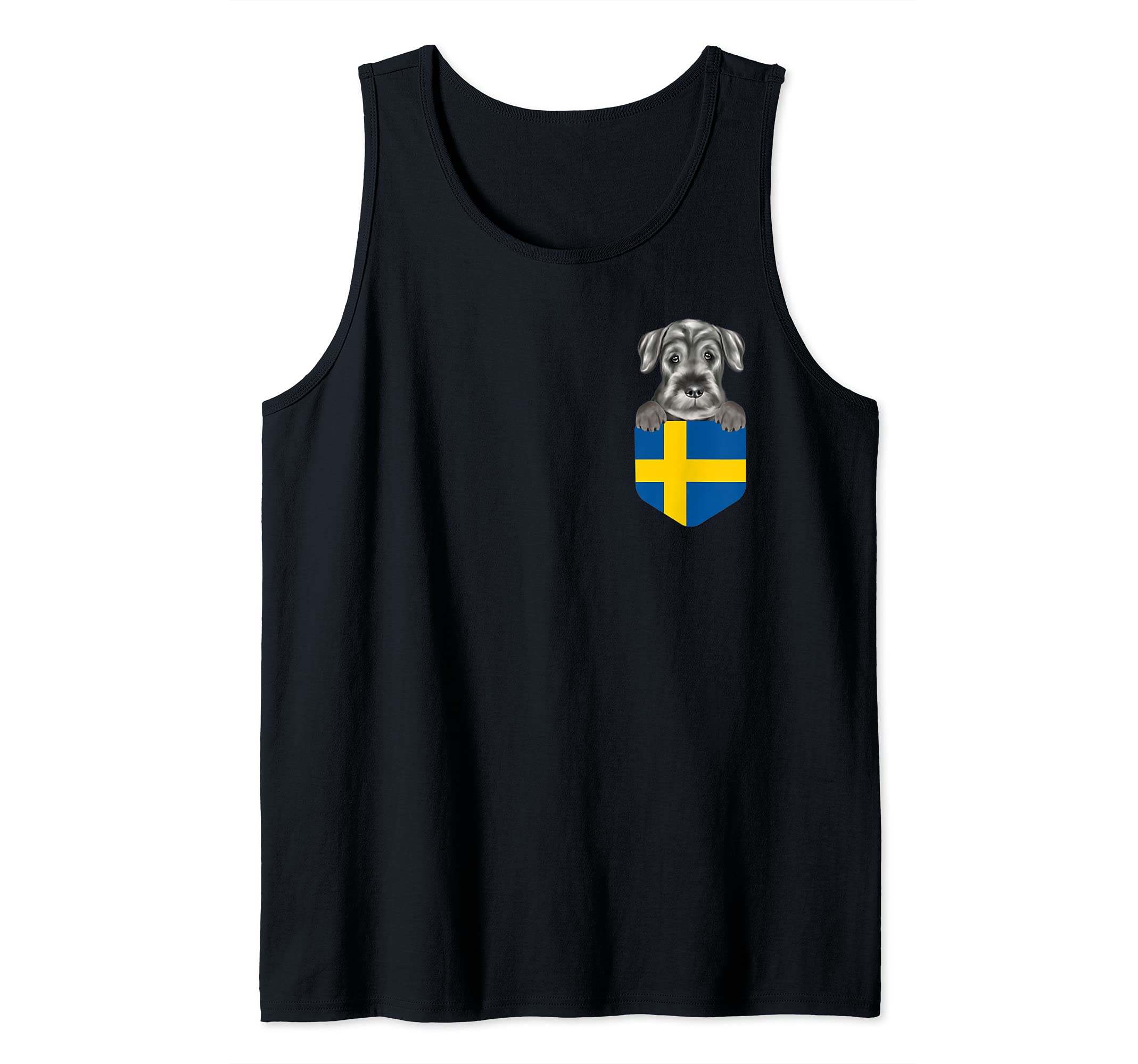 Sweden Flag Standard Schnauzer Dog In Pocket Tank Top